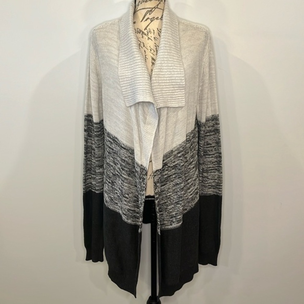 Roxy cotton blend open front shawl collar long line cardigan sweater XL